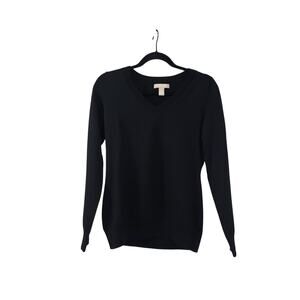 Banana Republic Extra Fine Merino Wool V Neck Sweater Top Black Medium